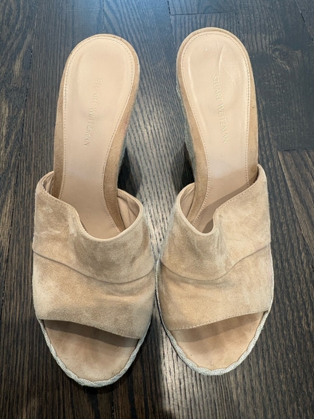 Stuart Weitzman Slidewalk Wedge Sandals – Mojave Suede – Size 7.5